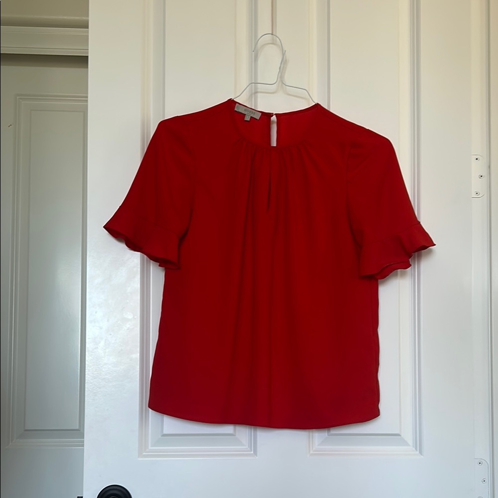 Hobbs Silky Orange Pleated Top - Womens Size S